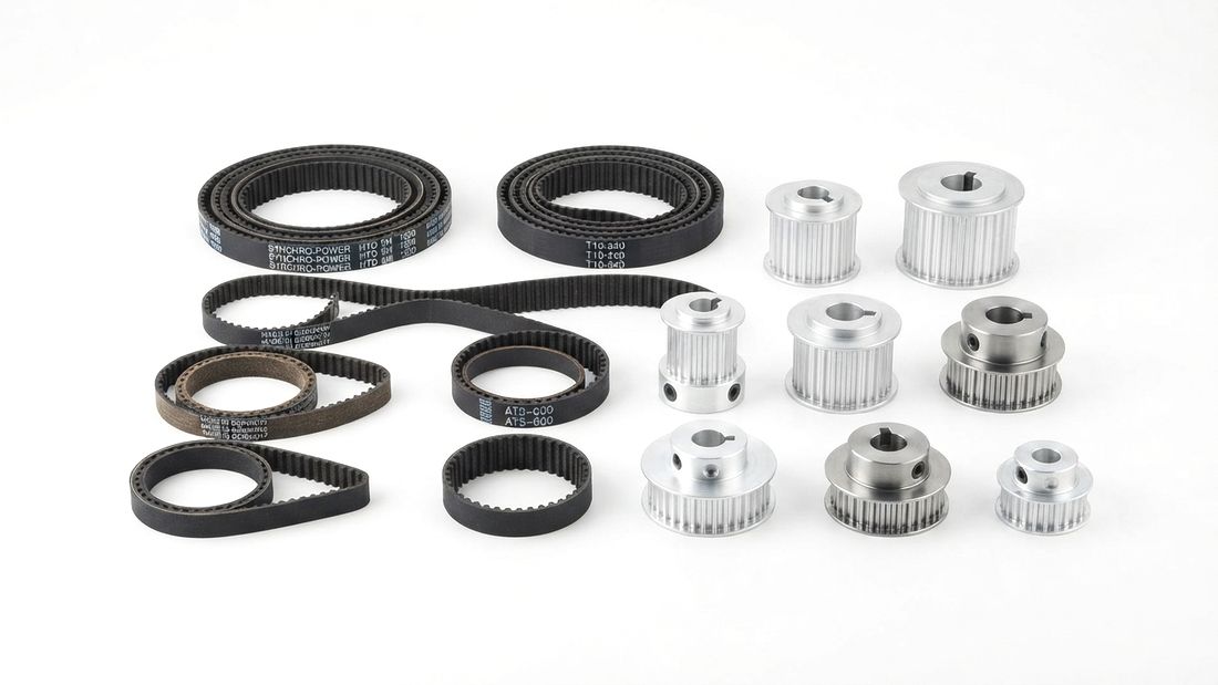 Timing belts and aluminium timing pulleys